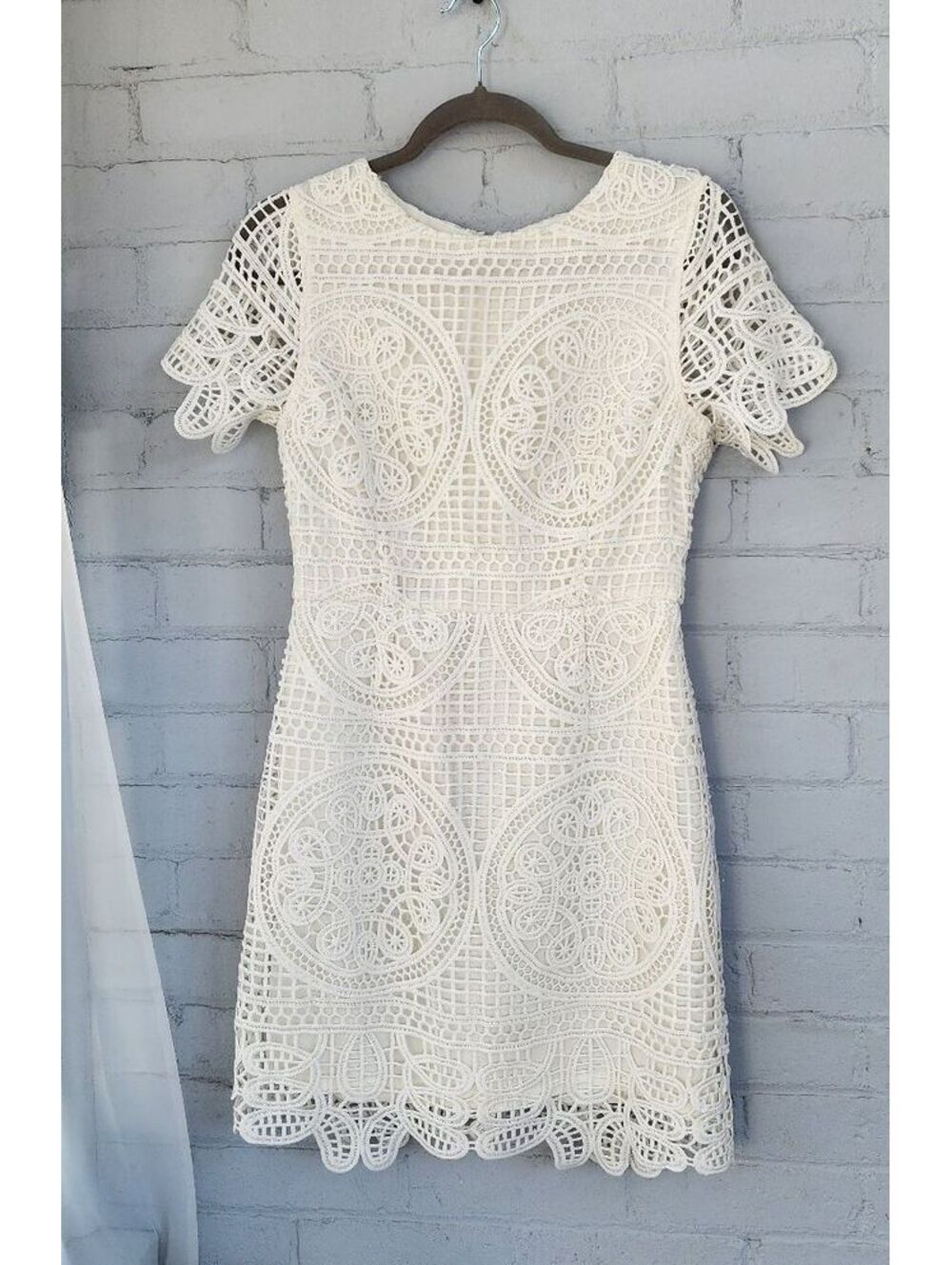 J.O.A. White Lace Short Sleeve Dress Medium